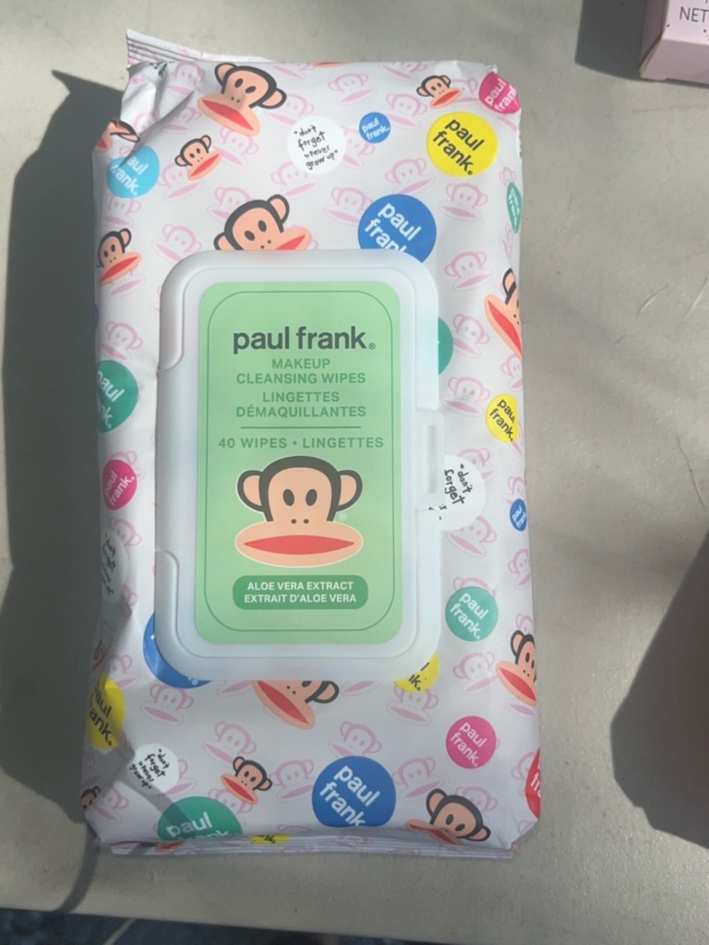 Paul Frank Kids Cleansing Wipes — Green Center Panel with Pink Monkey Accents